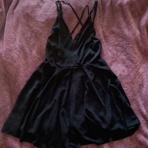 black mini chiffon dress